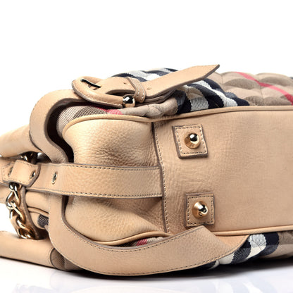 Burberry Calfskin Quilted House Check Shoulder Bag Beige 9 of 10