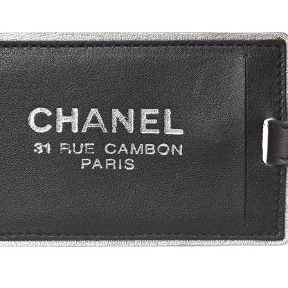 Chanel Metallic Calfskin Luggage Tag Silver Black 3 of 3