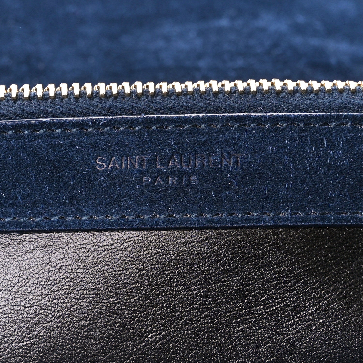 Saint Laurent Suede Mixed Matelasse Tri-Quilt Large Monogram Envelope Satchel Navy Blue 8 of 11