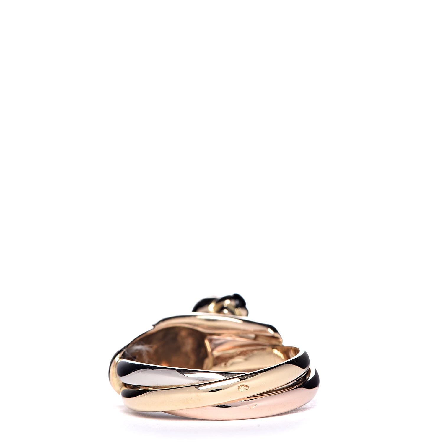 Cartier 18K Pink Yellow White Gold Onyx Emerald Panthere De Trinity Ring 53 6.25 4 of 6