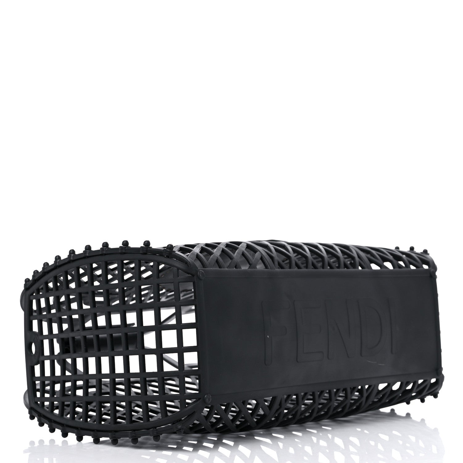 Fendi Recycled Plastic Vitello Liberty Matte Medium Fendi Basket Black Miele Scuro 4 of 12