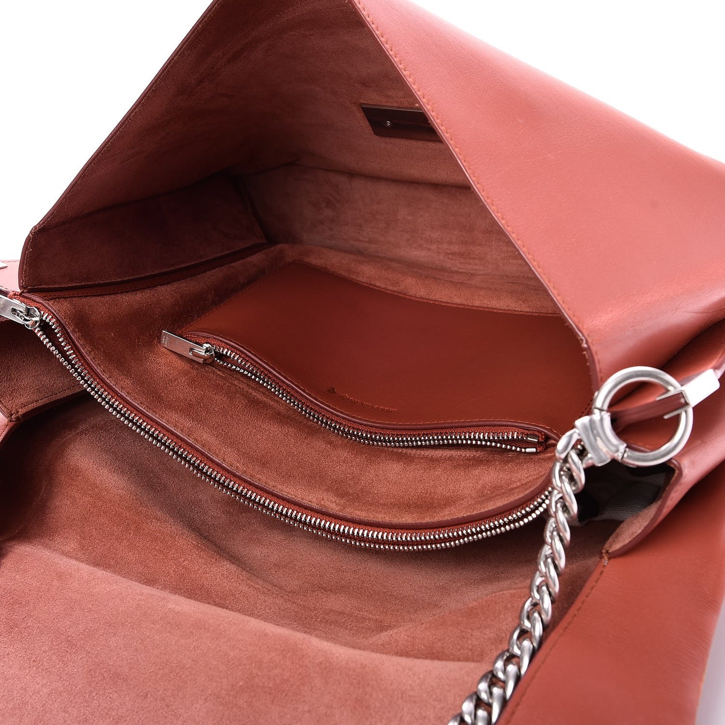 Smooth Calfskin Blade Chain Flap Terracotta