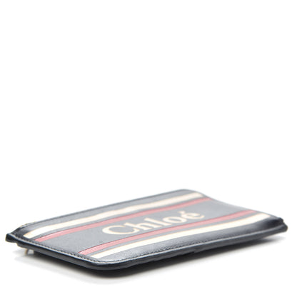Chloe Smooth Calfskin Logo Vick Zip Card Case Full Blue 4 of 10