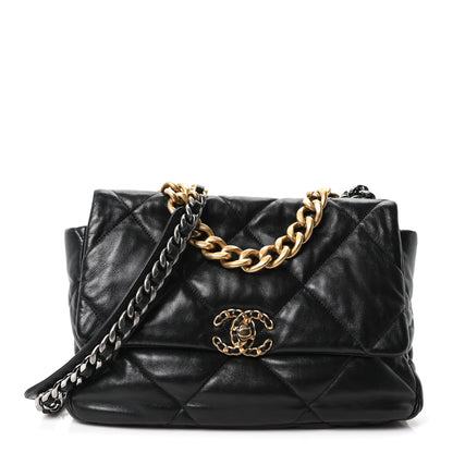 Chanel Lambskin Quilted Large Chanel 19 Flap Black Black 1 of 10