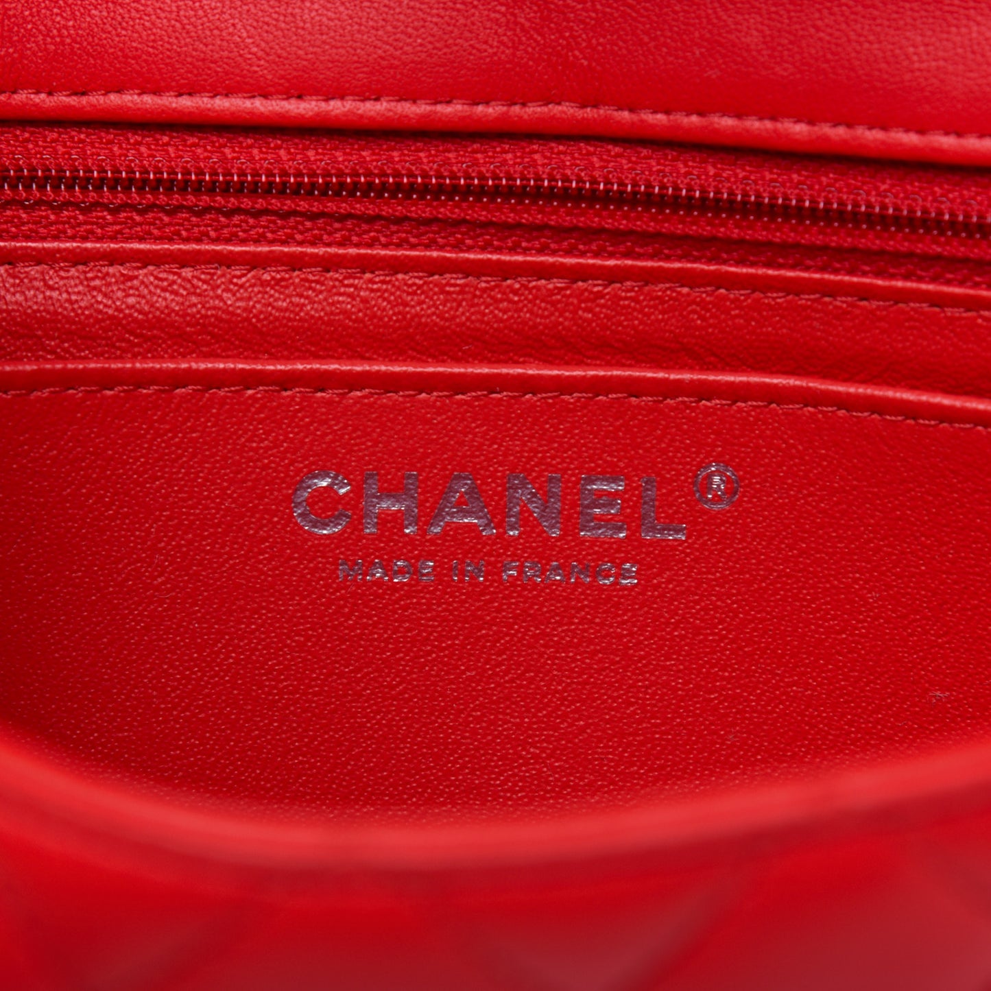 Lambskin Quilted Mini Rectangular Flap Red