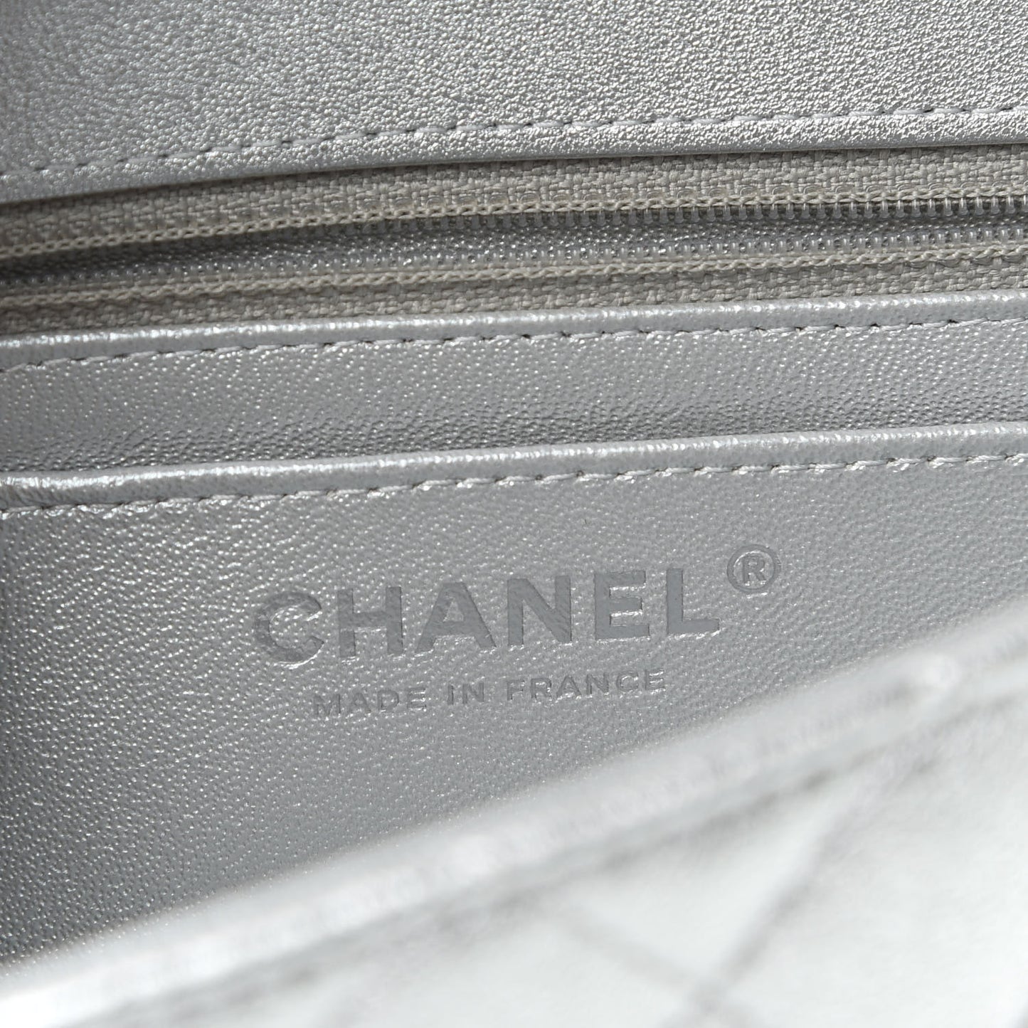 Metallic Lambskin Quilted Mini Rectangular Flap Silver