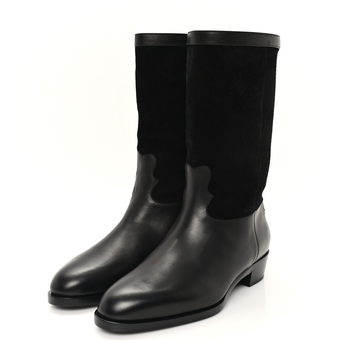 Suede Calfskin CC Short Boots 41 Black