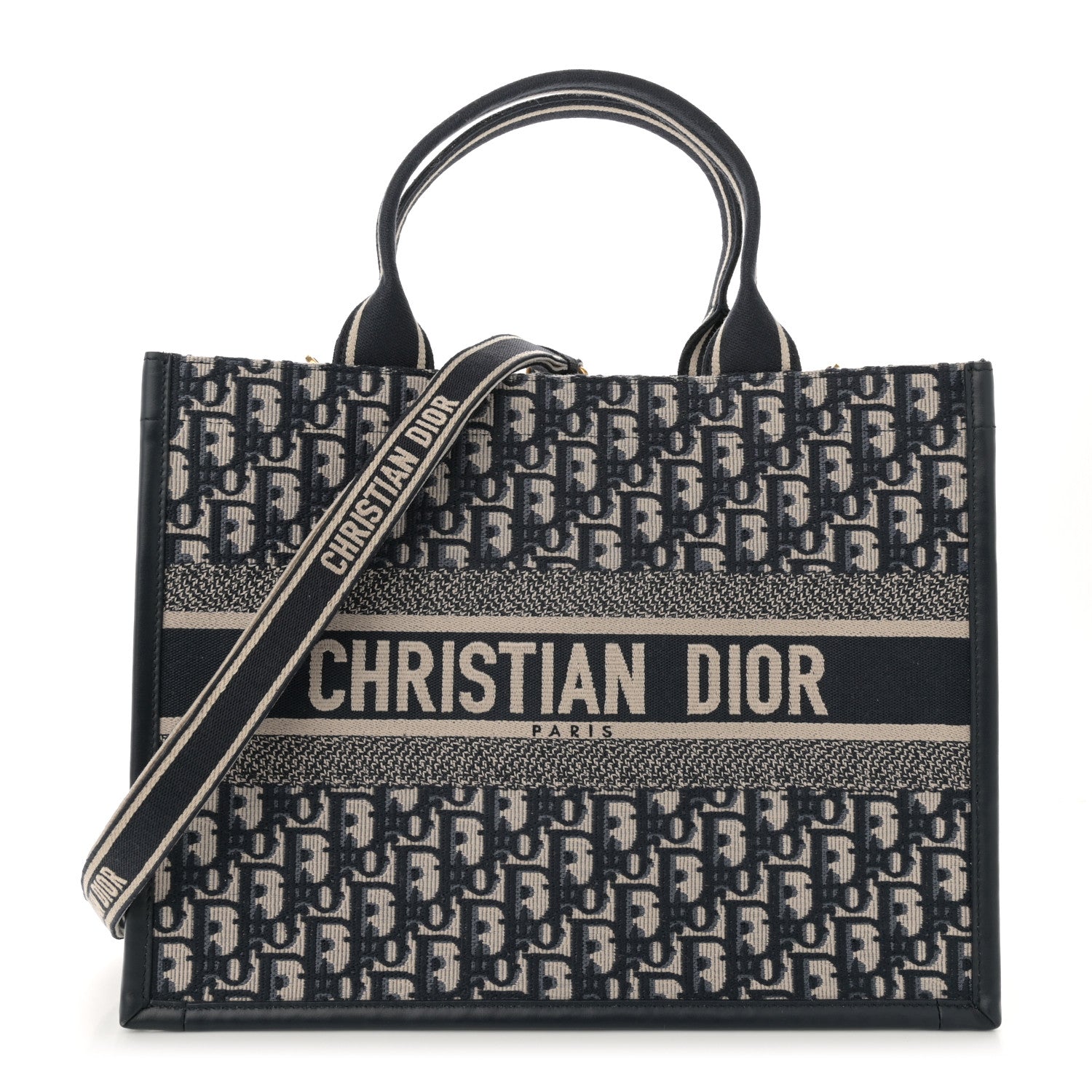 Christian Dior Oblique Calfskin Medium Book Tote With Strap Blue Multicolor Blue Multicolor 1 of 12