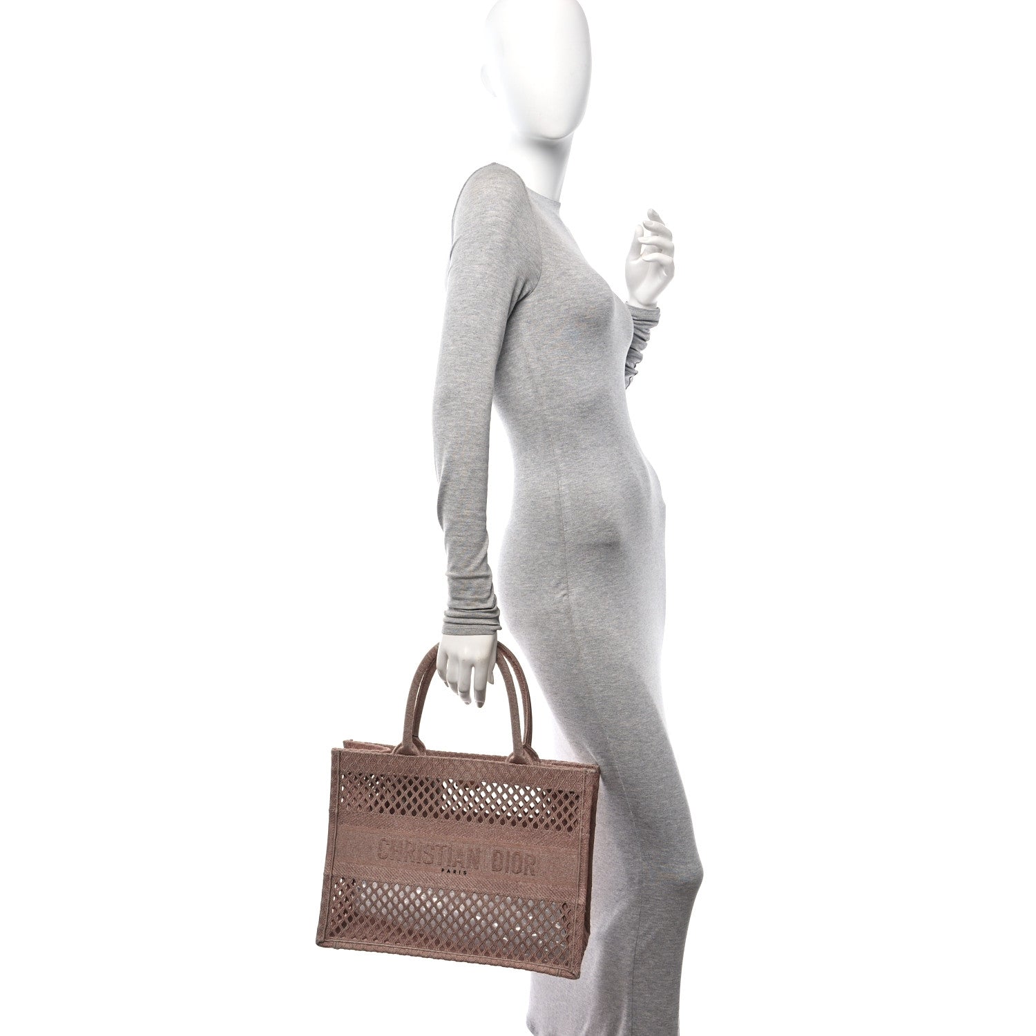 Christian Dior Mesh Embroidered Medium Book Tote Clay 2 of 10