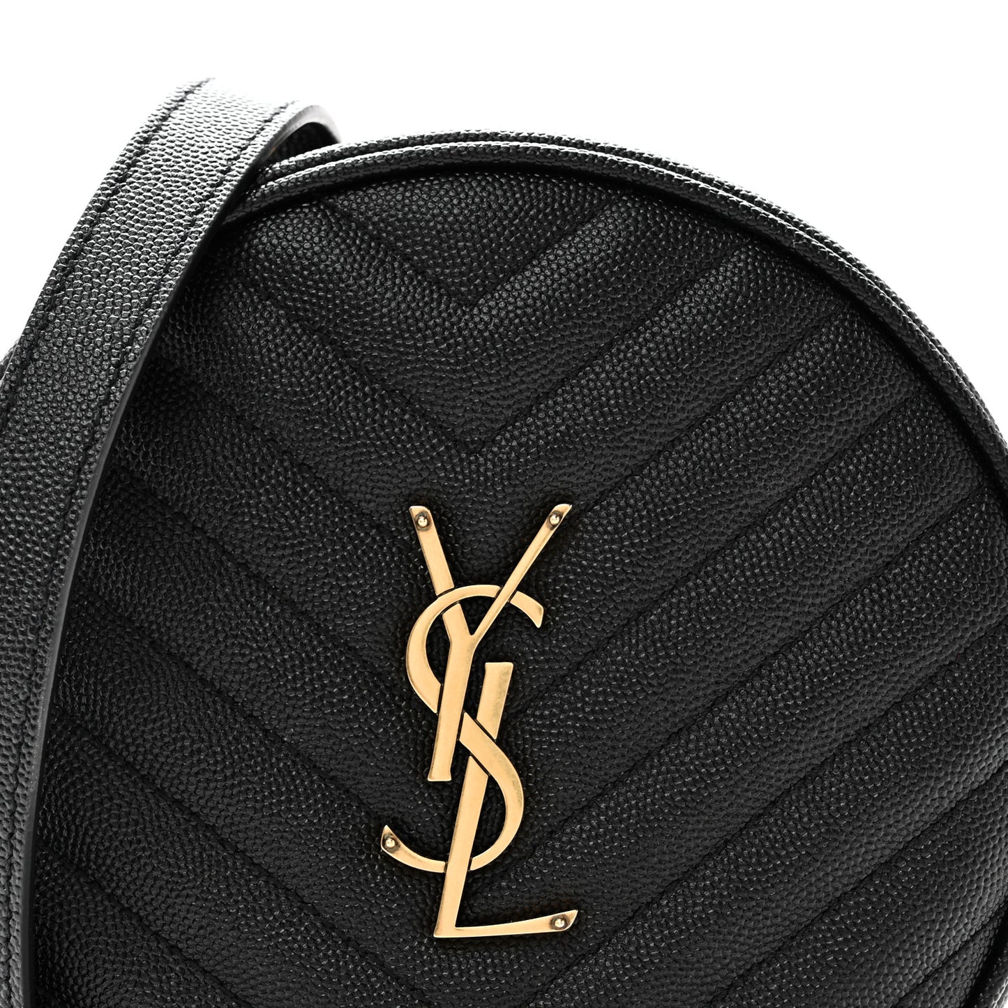Grain De Poudre Matelasse Chevron Quilted Round Vinyle Camera Bag Black