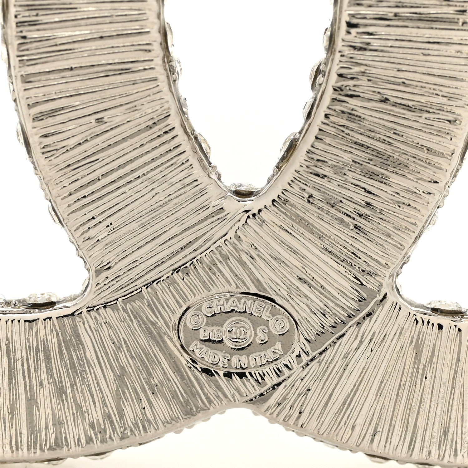 Chanel Crystal Large CC Brooch Silver 4 of 5