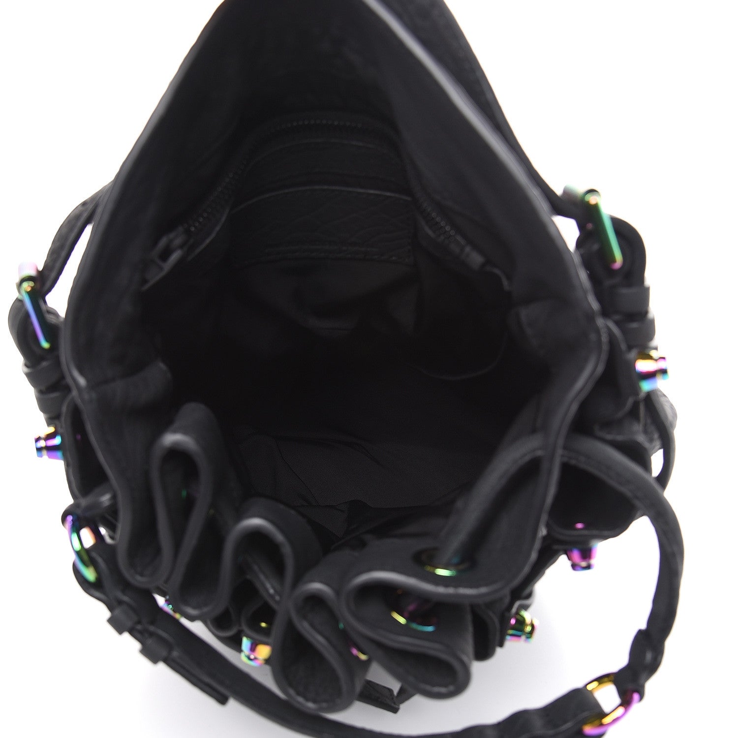 Alexander Wang Pebbled Lambskin Diego Bucket Black Iridescent Hardware 5 of 10