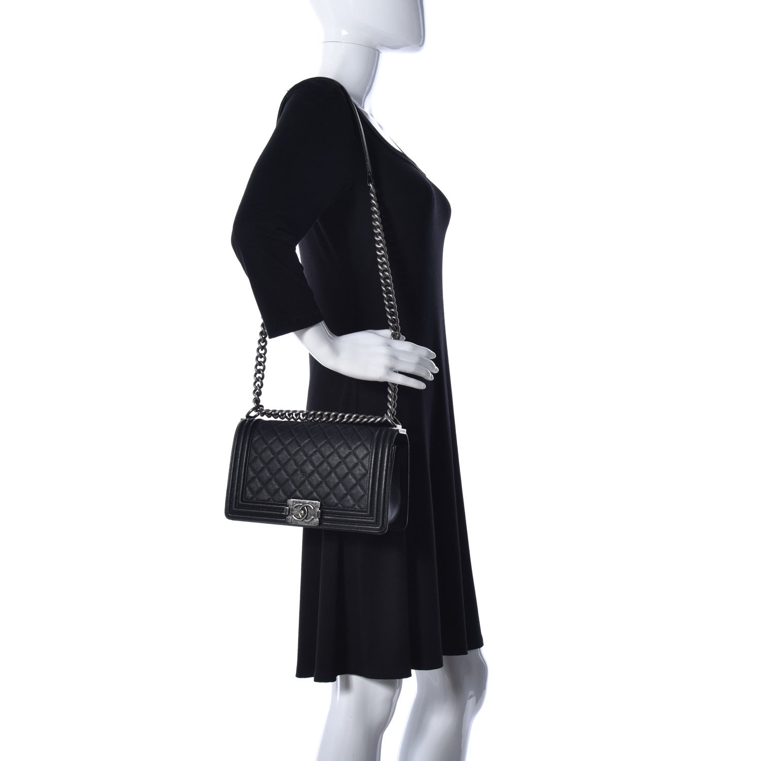 Chanel Caviar Quilted Medium Boy Flap Black 2 of 10