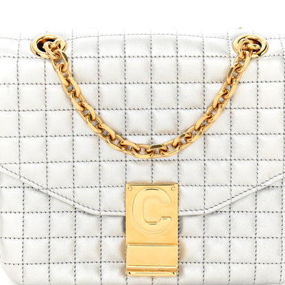 Celine Laminated Calfskin Quilted Medium C Bag Silver 7 of 9