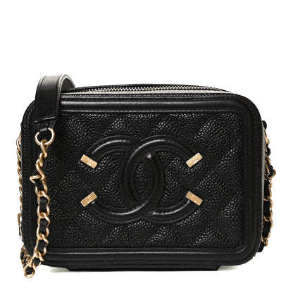 Chanel Caviar Quilted CC Filigree Vanity Clutch With Chain Black 1 of 10