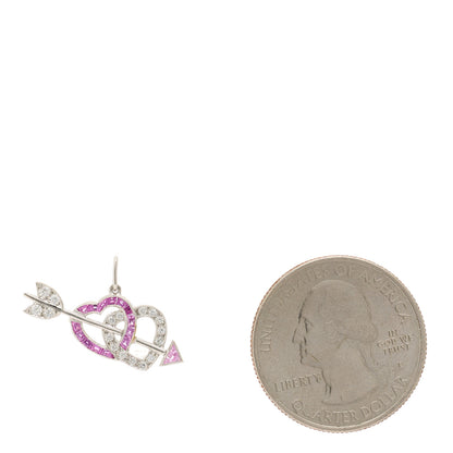Tiffany Platinum Diamond Pink Sapphire Mini Hearts and Arrow Charm 2 of 3