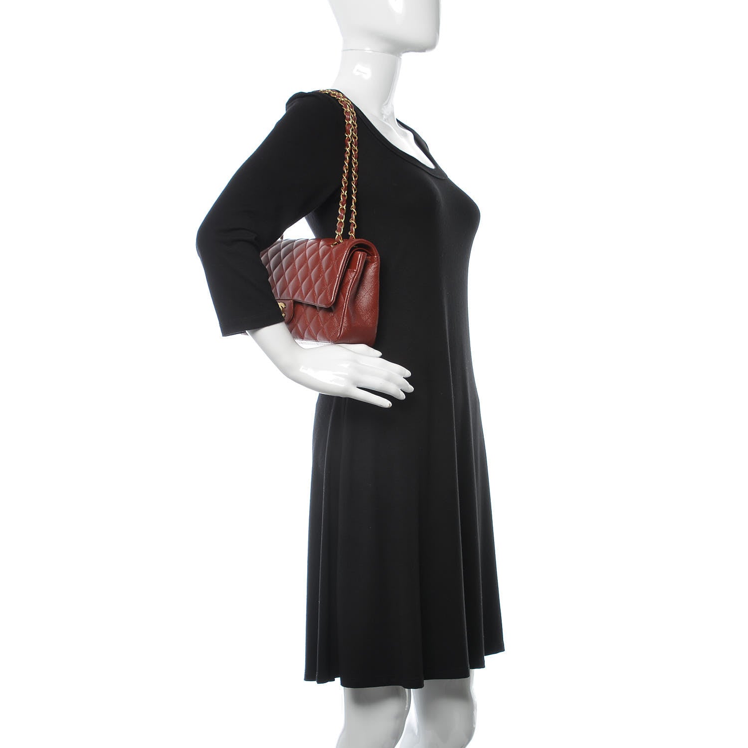 Chanel Iridescent Caviar Quilted Medium Double Flap Burgundy 2 of 10