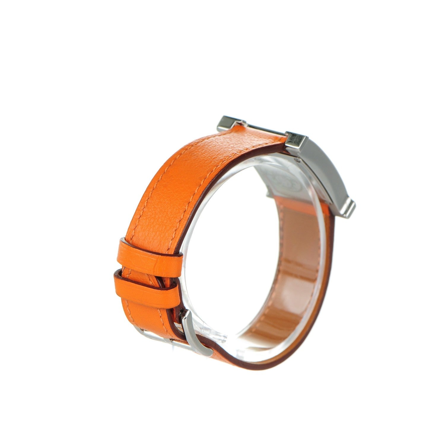Hermes Stainless Steel Swift 21mm Heure H Hour Quartz Watch Orange 5 of 9