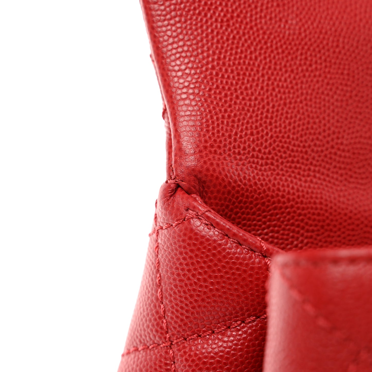 Caviar Quilted Small Coco Handle Flap Red