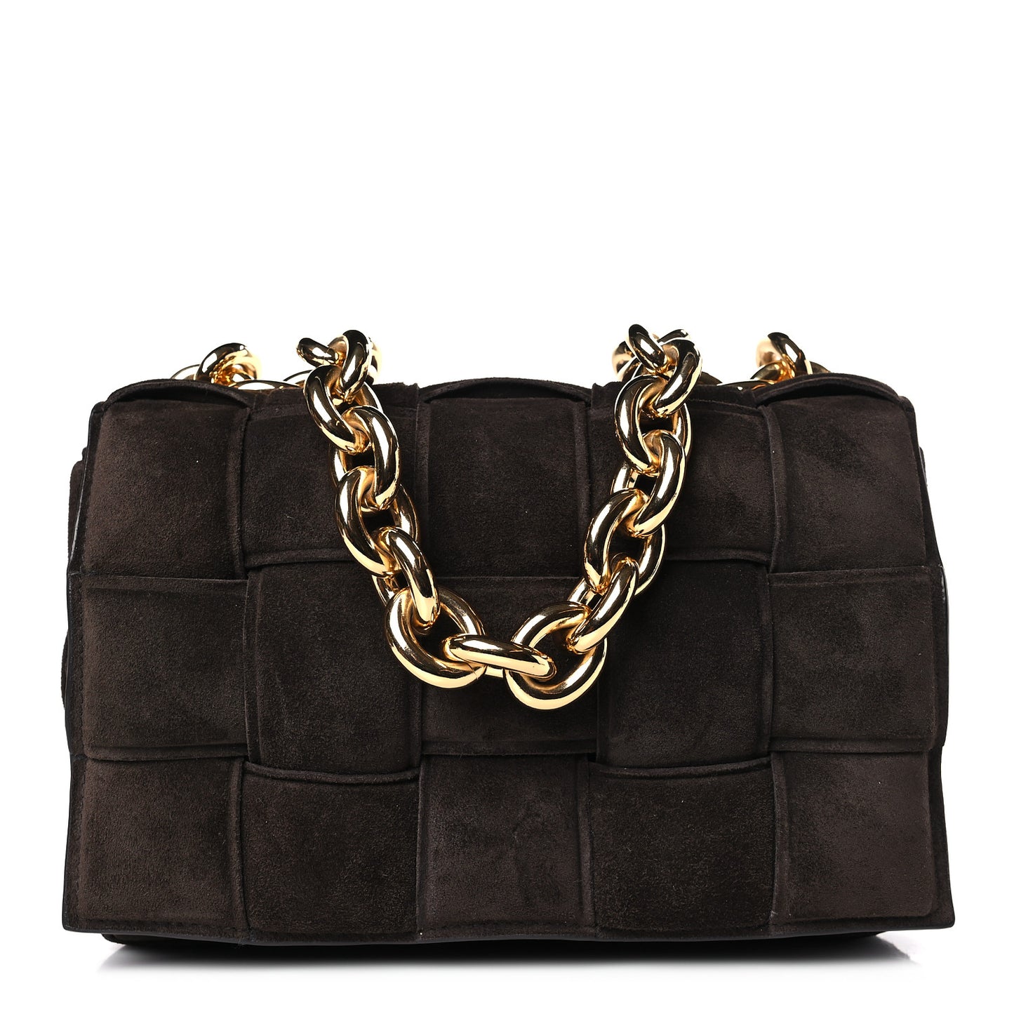 Suede Maxi Intrecciato Padded Chain Cassette Crossbody Bag Fondant