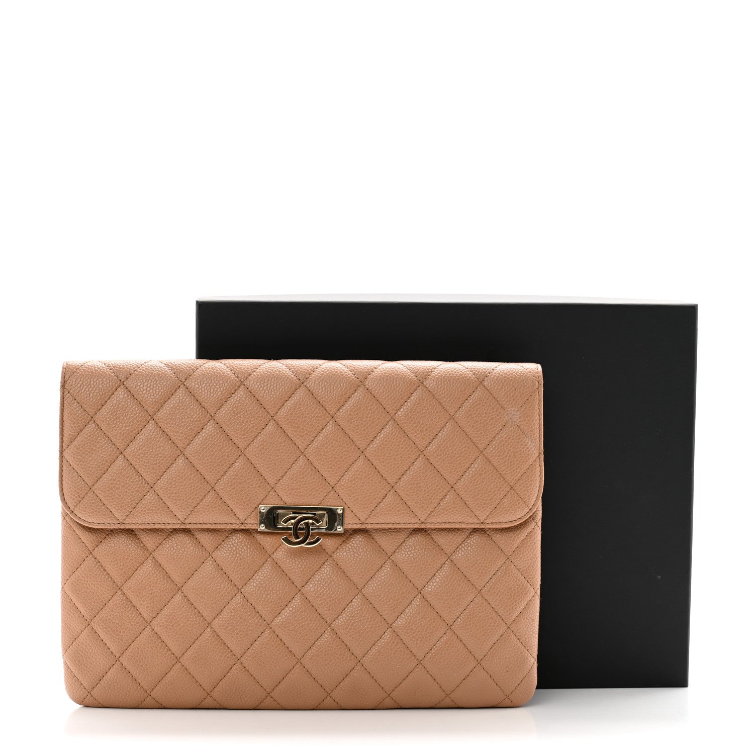 Chanel Caviar Quilted Medium Golden Class Pouch Beige 10 of 10