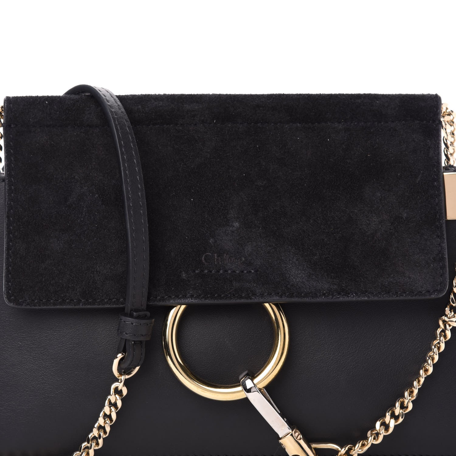 Chloe Calfskin Suede Mini Chain Faye Shoulder Bag Black 10 of 10