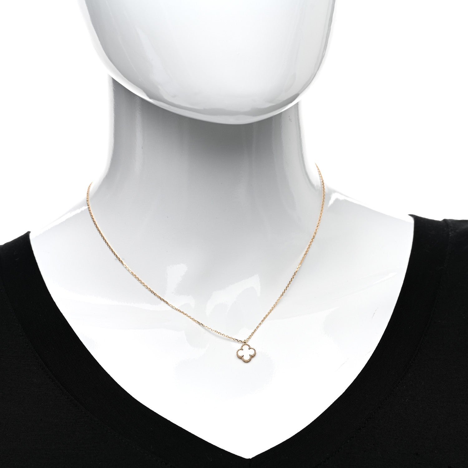 Van Cleef & Arpels 18K Yellow Gold Mother of Pearl Sweet Alhambra Pendant Necklace 2 of 6