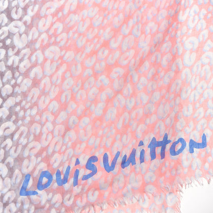 Louis Vuitton Cashmere Silk Leopard Etole Stole Purple Pink 4 of 6