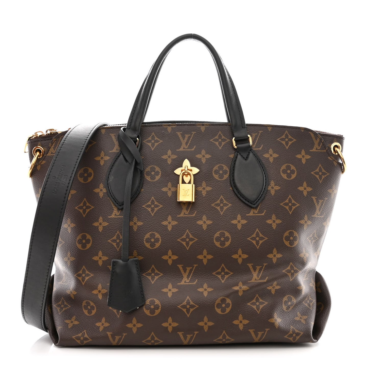 Monogram Flower Zipped Tote MM Black