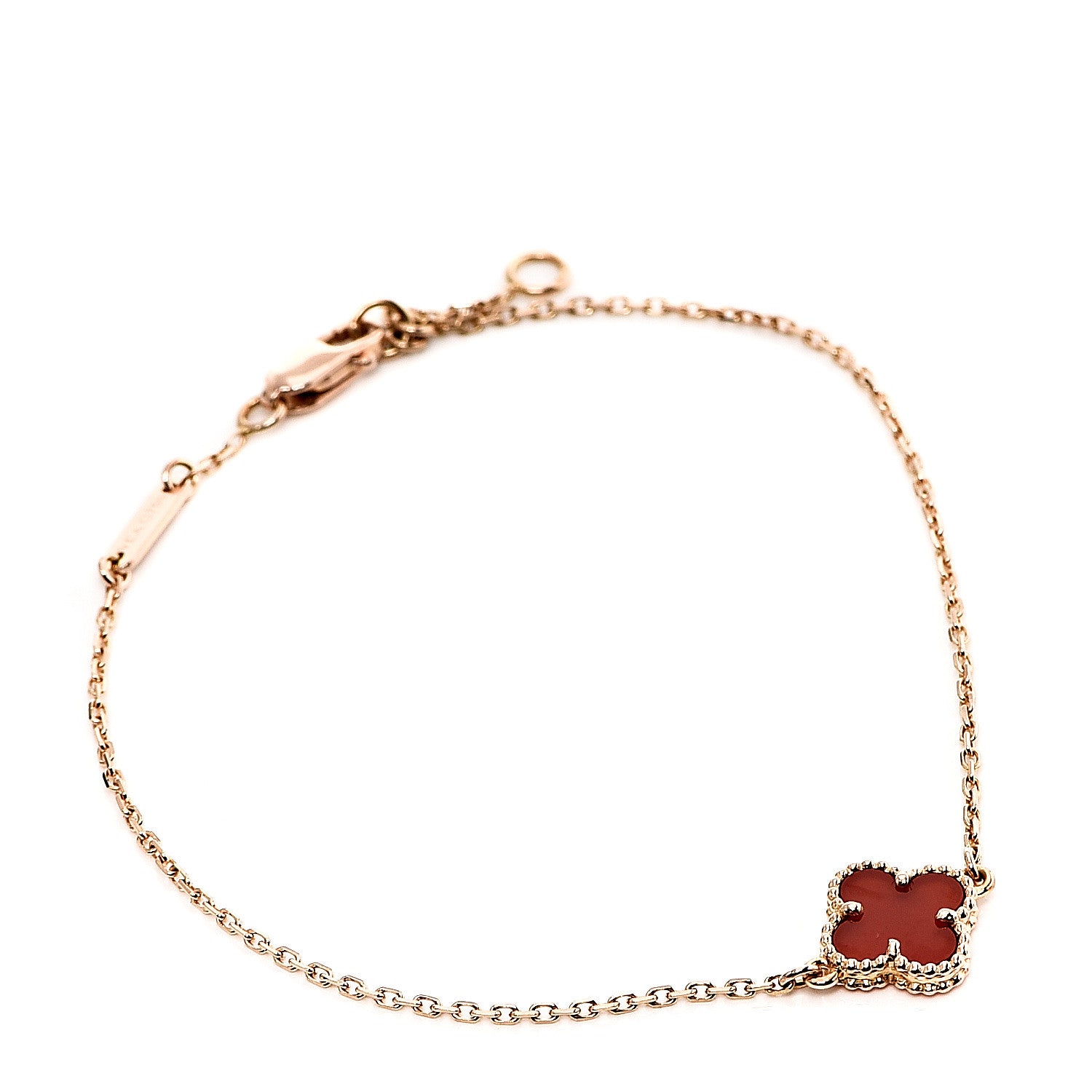 Van Cleef & Arpels 18K Rose Gold Carnelian Sweet Alhambra Bracelet 1 of 4