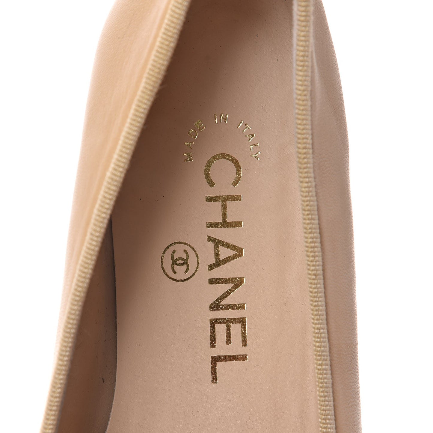 Lambskin Cap Toe Ballerina Flats 35.5 Beige Black