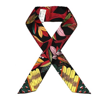 Hermes Silk Tree Of Song Twilly Black Rouge Vert 1 of 4