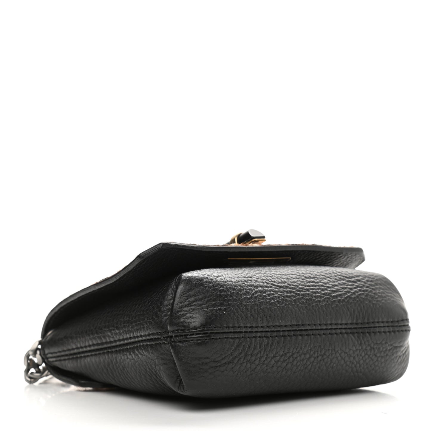 Calf Hair Calfskin Leopard Print Mini Happy Crossbody Black