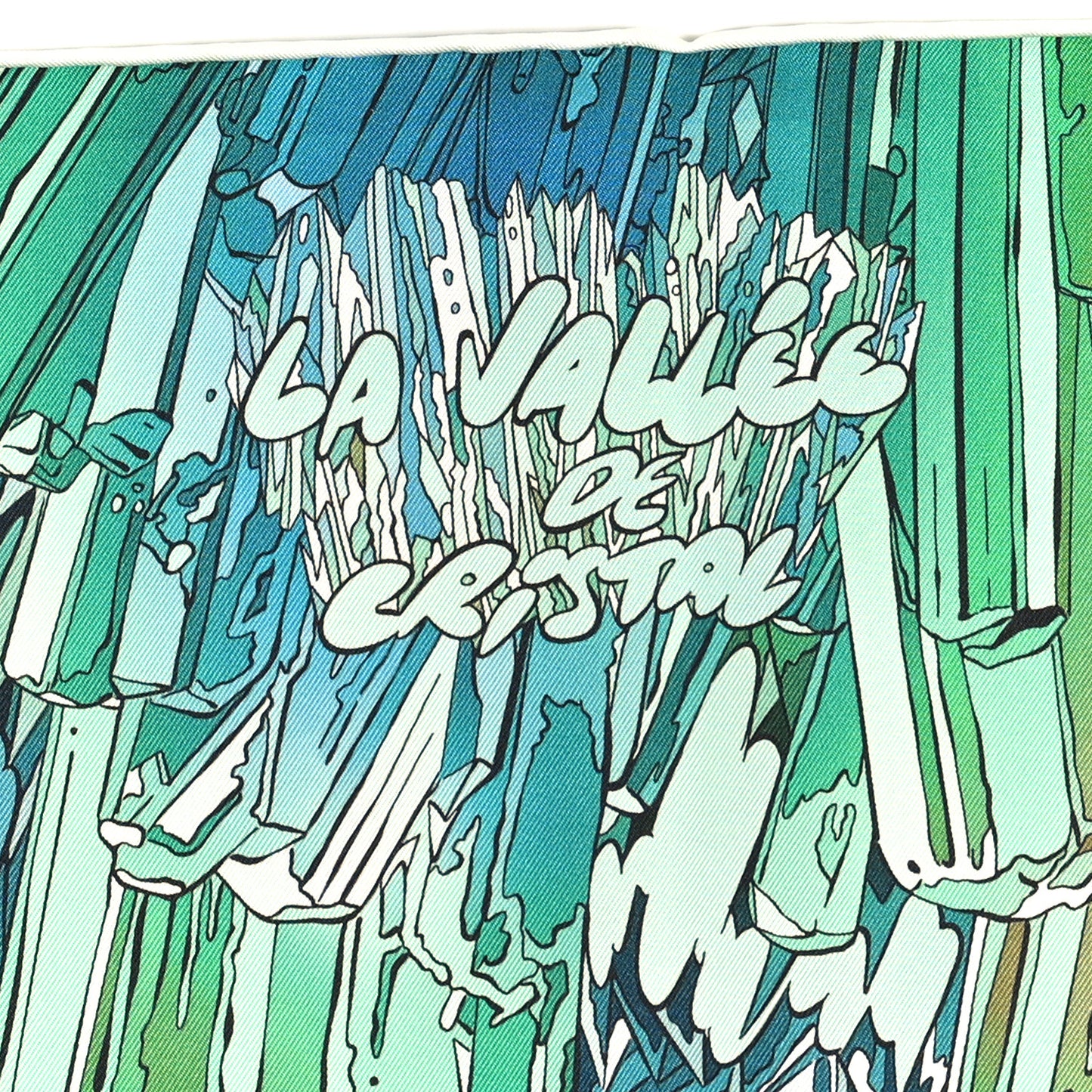 Silk Twill La Vallee De Cristal Scarf 90 Vert Vif Rose Bleu
