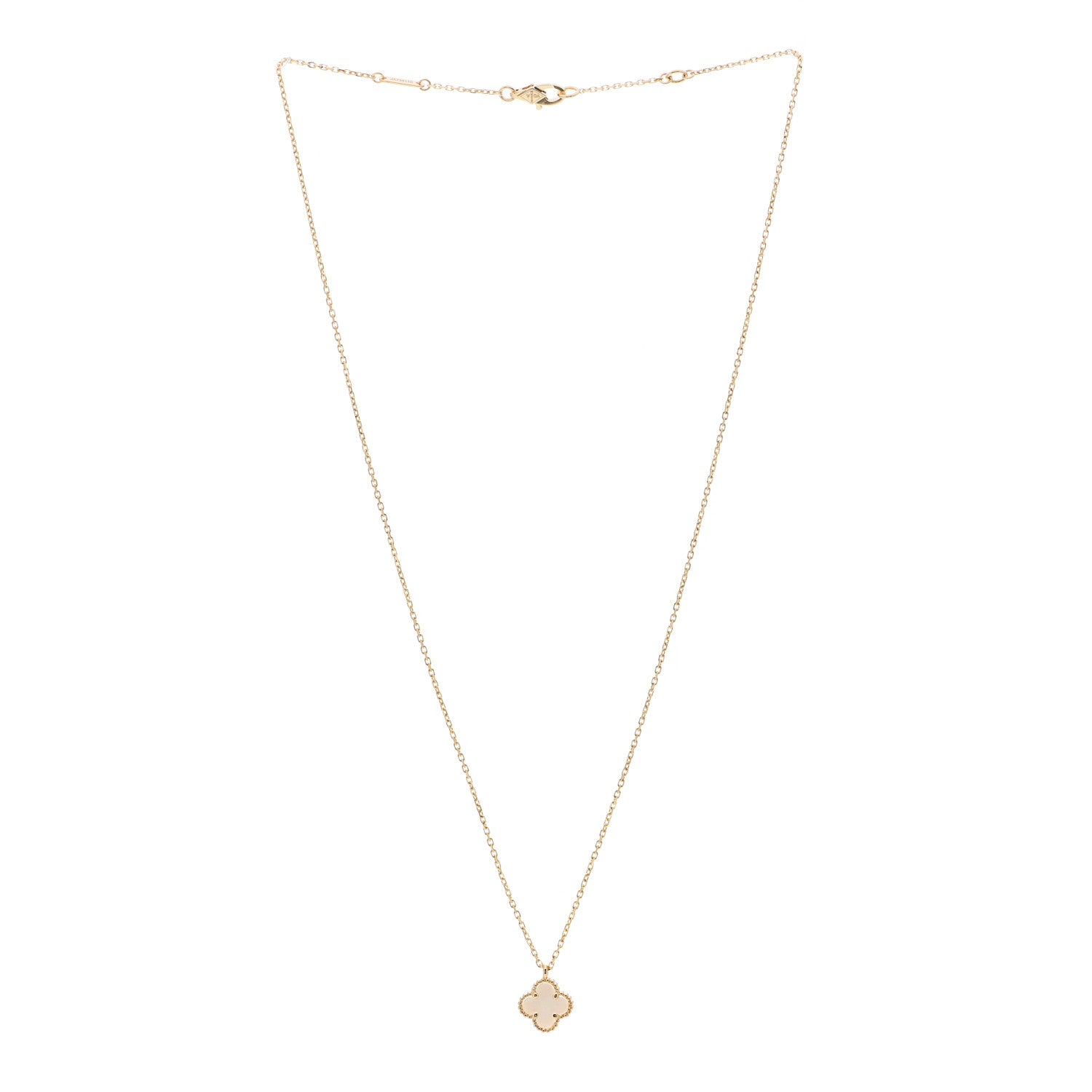 Van Cleef & Arpels 18K Yellow Gold Mother of Pearl Sweet Alhambra Pendant Necklace 2 of 5