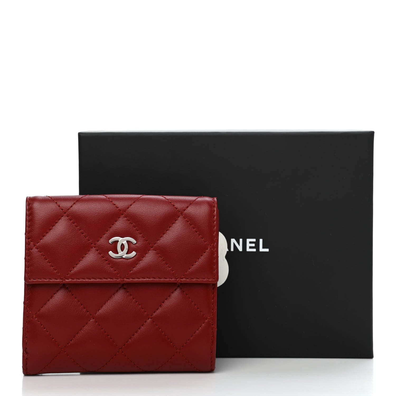 Chanel Lambskin Quilted Compact French Flap Wallet Red 9 of 9