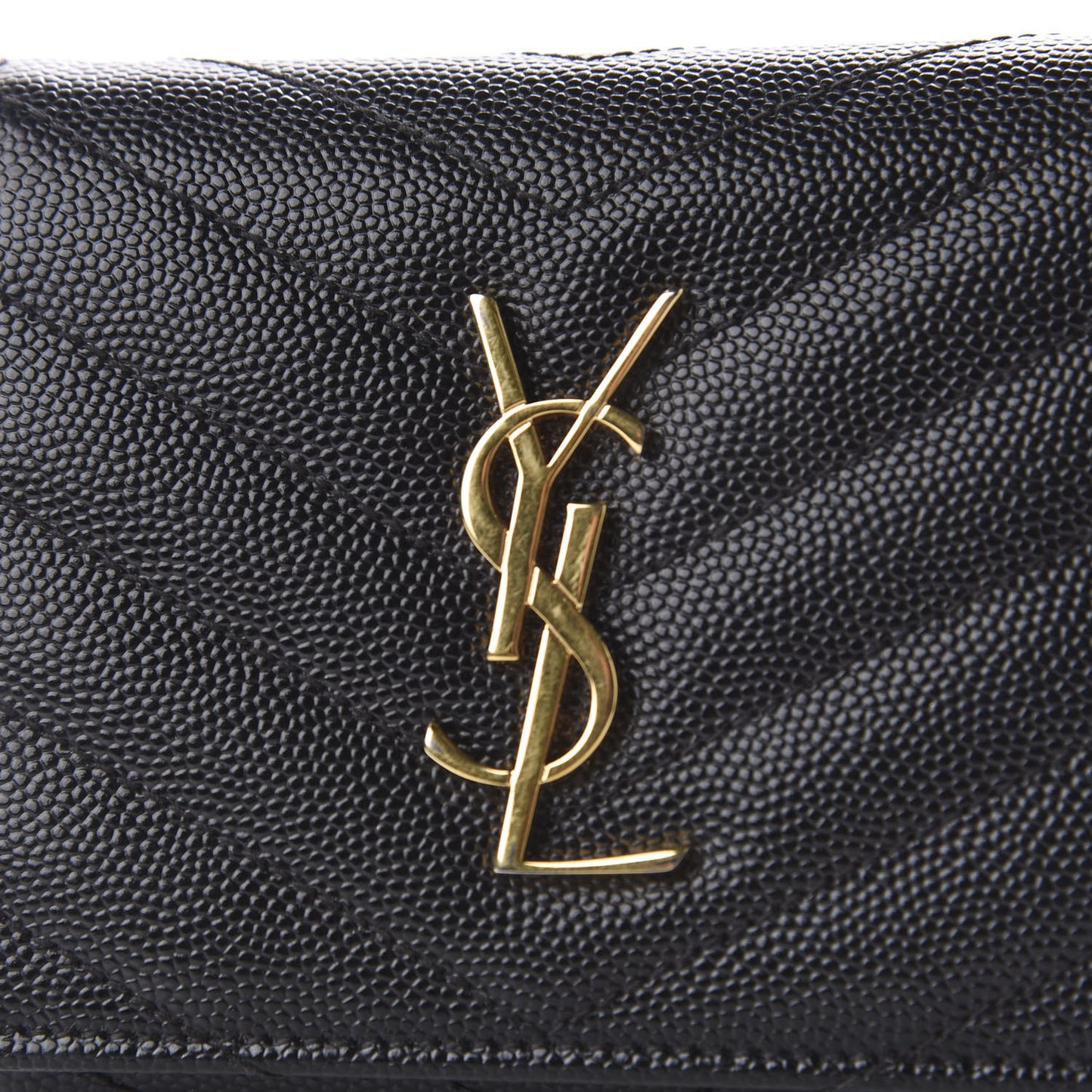 Grain De Poudre Matelasse Chevron Monogram Compact Wallet Black