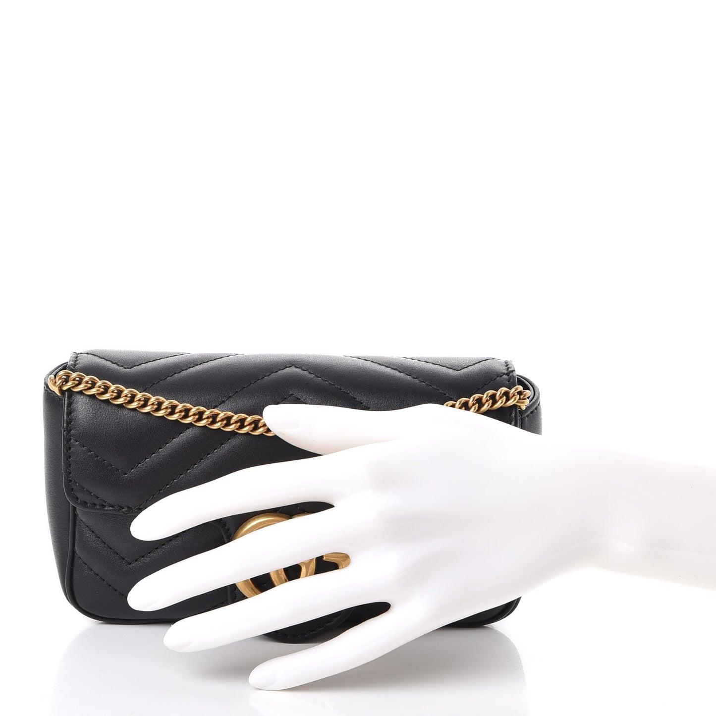 Calfskin Matelasse Super Mini GG Marmont Shoulder Bag Black