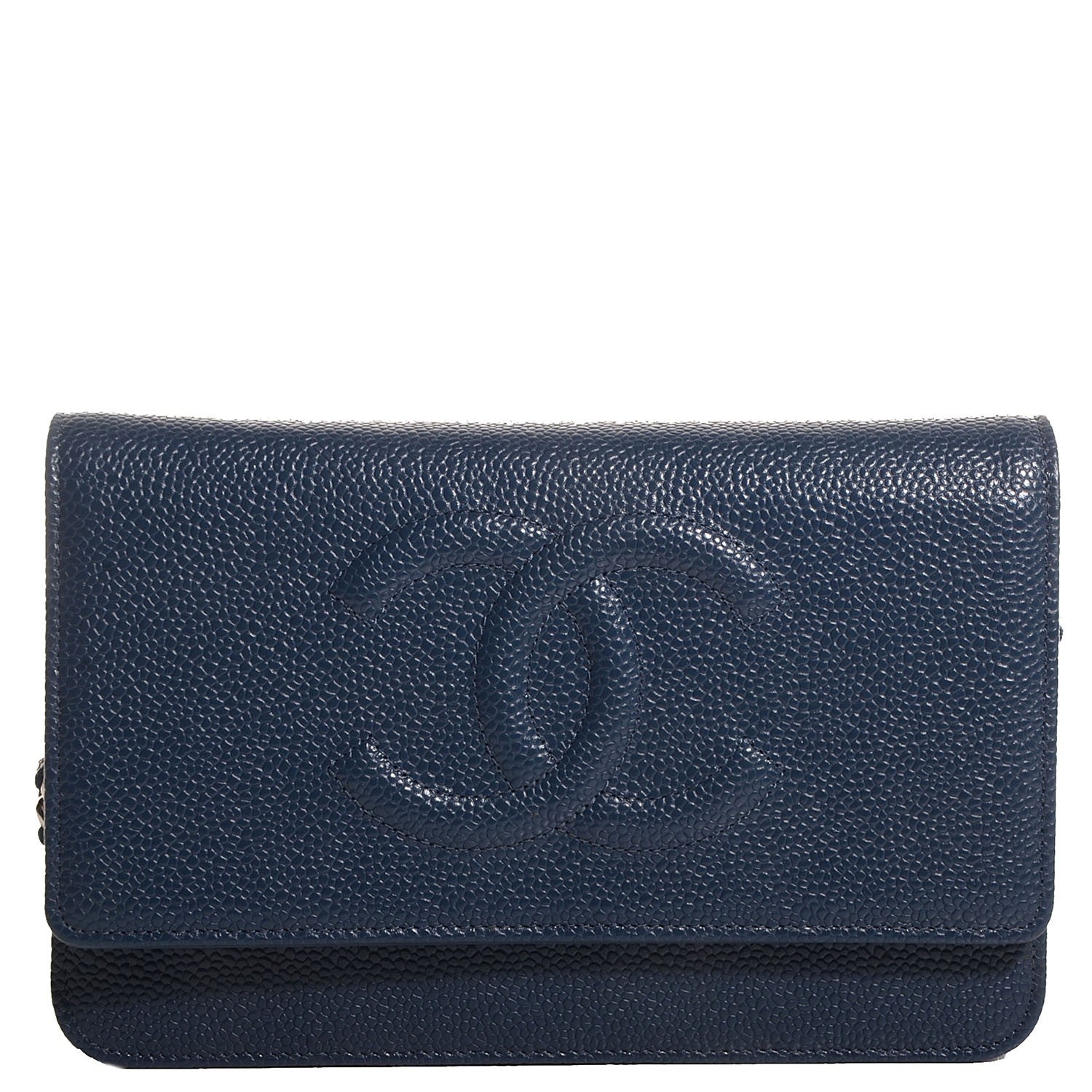 Chanel Caviar Timeless CC Wallet on Chain WOC Navy Blue 1 of 9