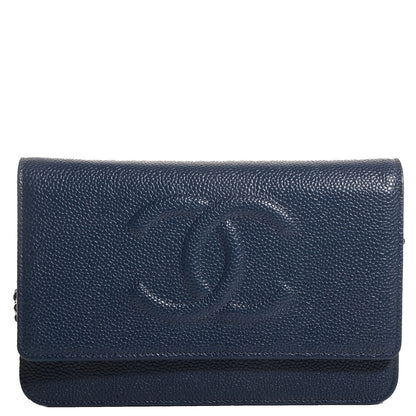Chanel Caviar Timeless CC Wallet on Chain WOC Navy Blue 1 of 9