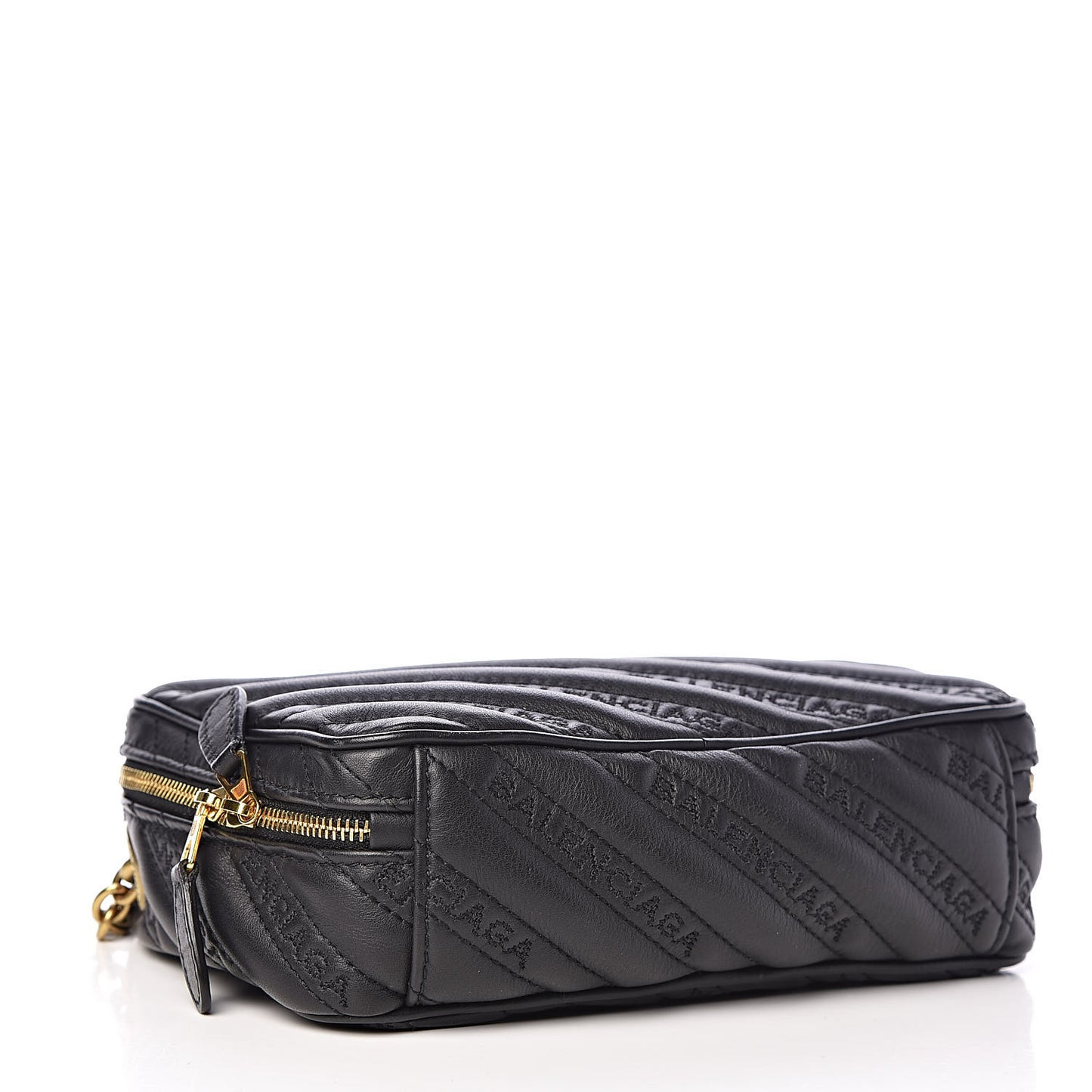 Calfskin Logo Matelasse Chain Strap Blanket Reporter XS Black