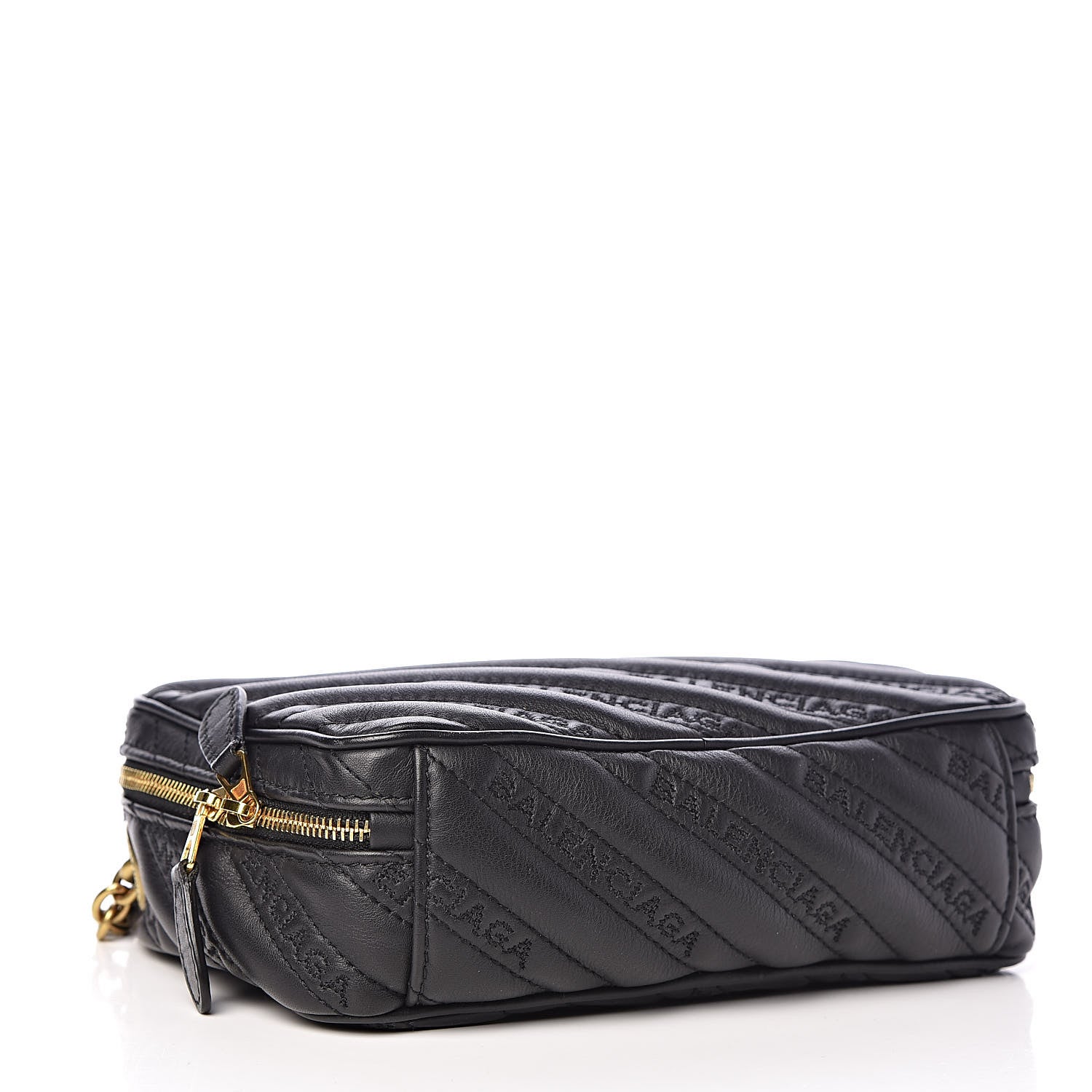 Balenciaga Calfskin Logo Matelasse Chain Strap Blanket Reporter XS Black 4 of 10