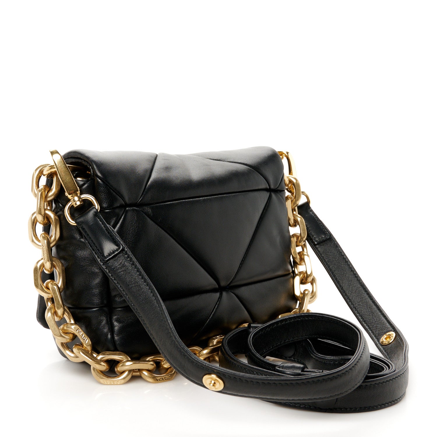 Prada Nappa Metal Quilted Small Patchwork System Flap Bag Black 3 of 10