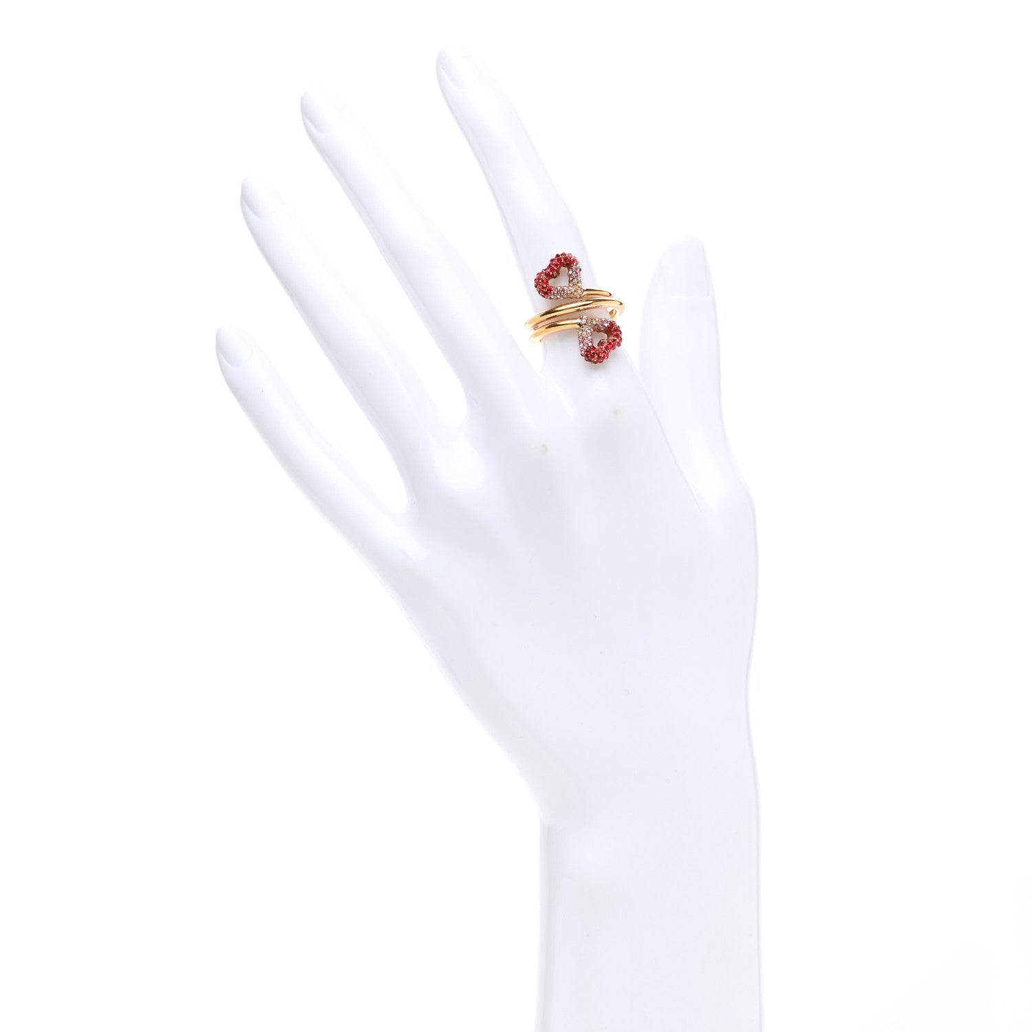 Louis Vuitton Swarovski LV and V Heart Strass Ring M Rose Gold 2 of 5