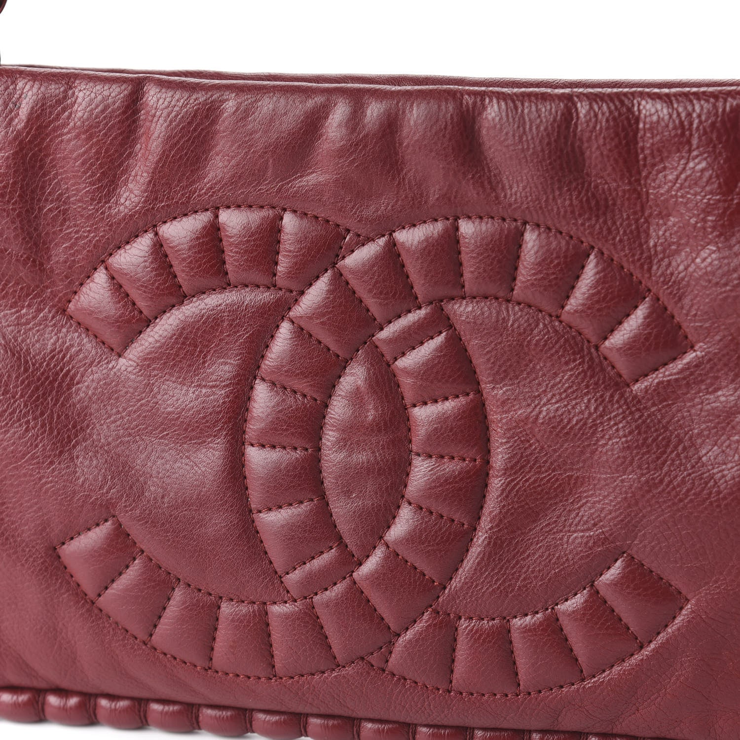 Chanel Calfskin On The Bund Pochette Dark Red 9 of 10