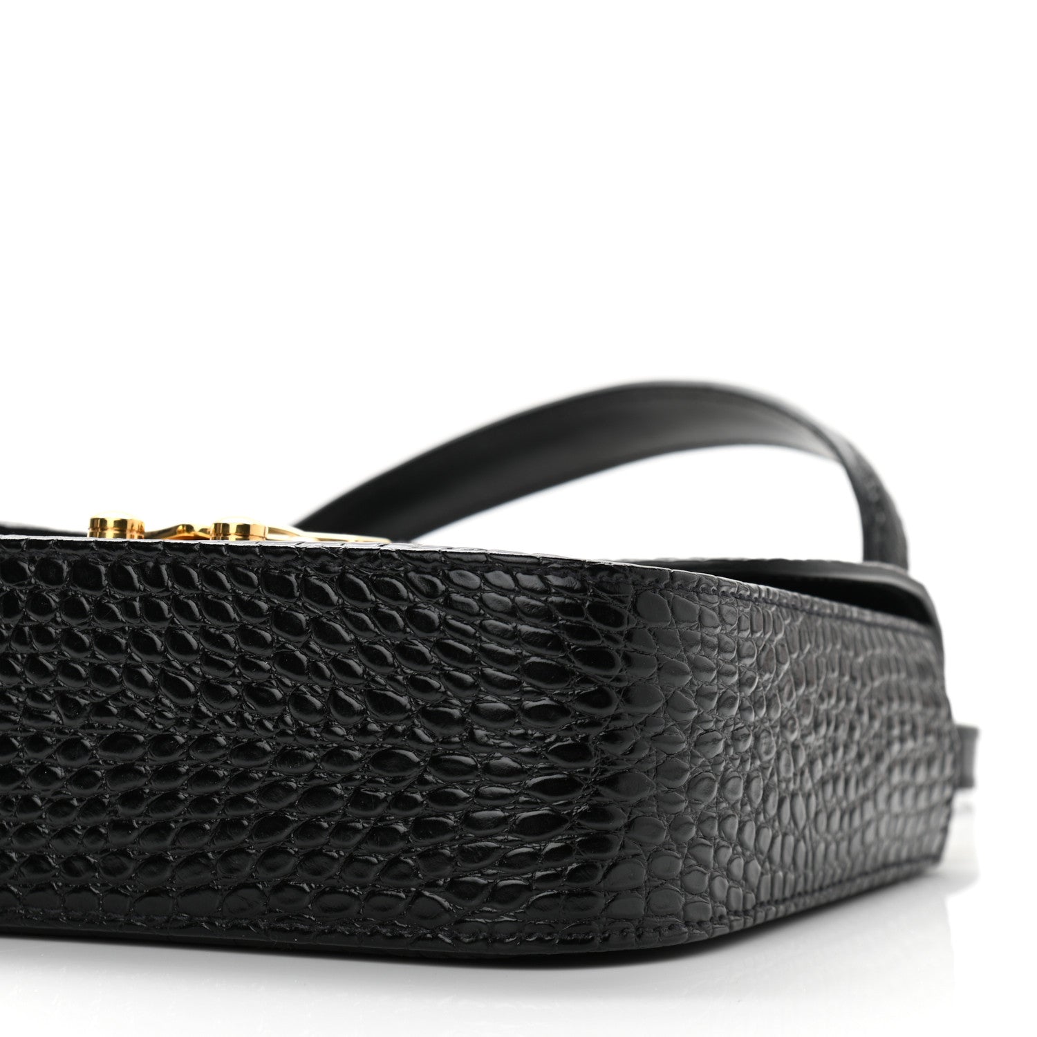 Miu Miu Crocodile Print Calfskin Top Handle Bag Black 9 of 9