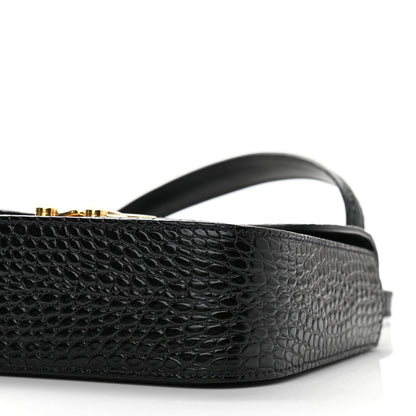 Miu Miu Crocodile Print Calfskin Top Handle Bag Black 9 of 9