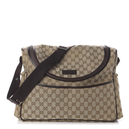 Gucci Monogram Natural Pigskin Large Diaper Bag Beige Ebony Cocoa Dark Chocolate 1 of 10