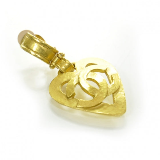 Chanel CC Heart Clip On Earrings Gold 1 of 2