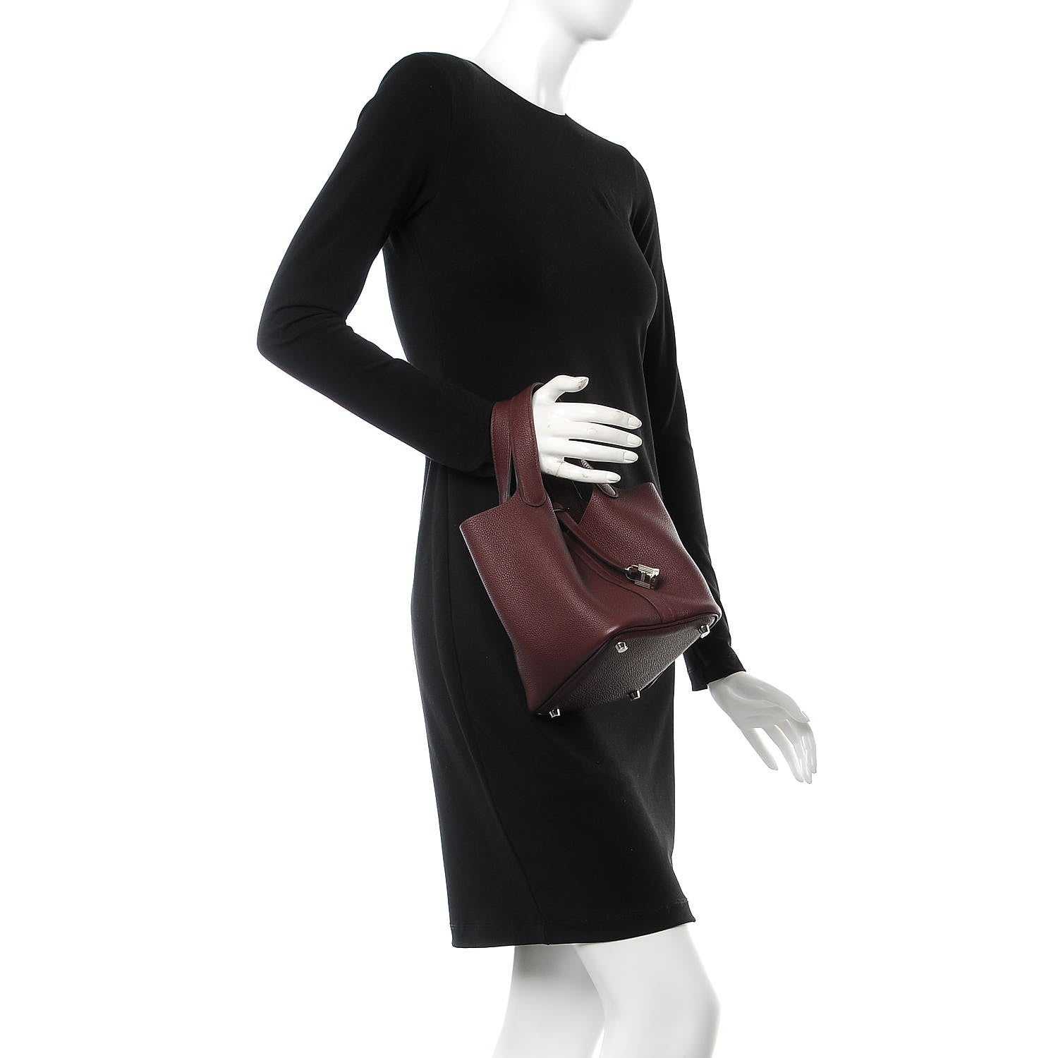 Hermes Taurillon Clemence Picotin Lock 18 PM Bordeaux 2 of 8